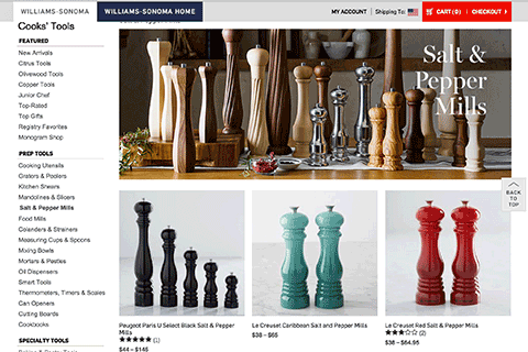 Williams Sonoma Pepper Mills Category Website