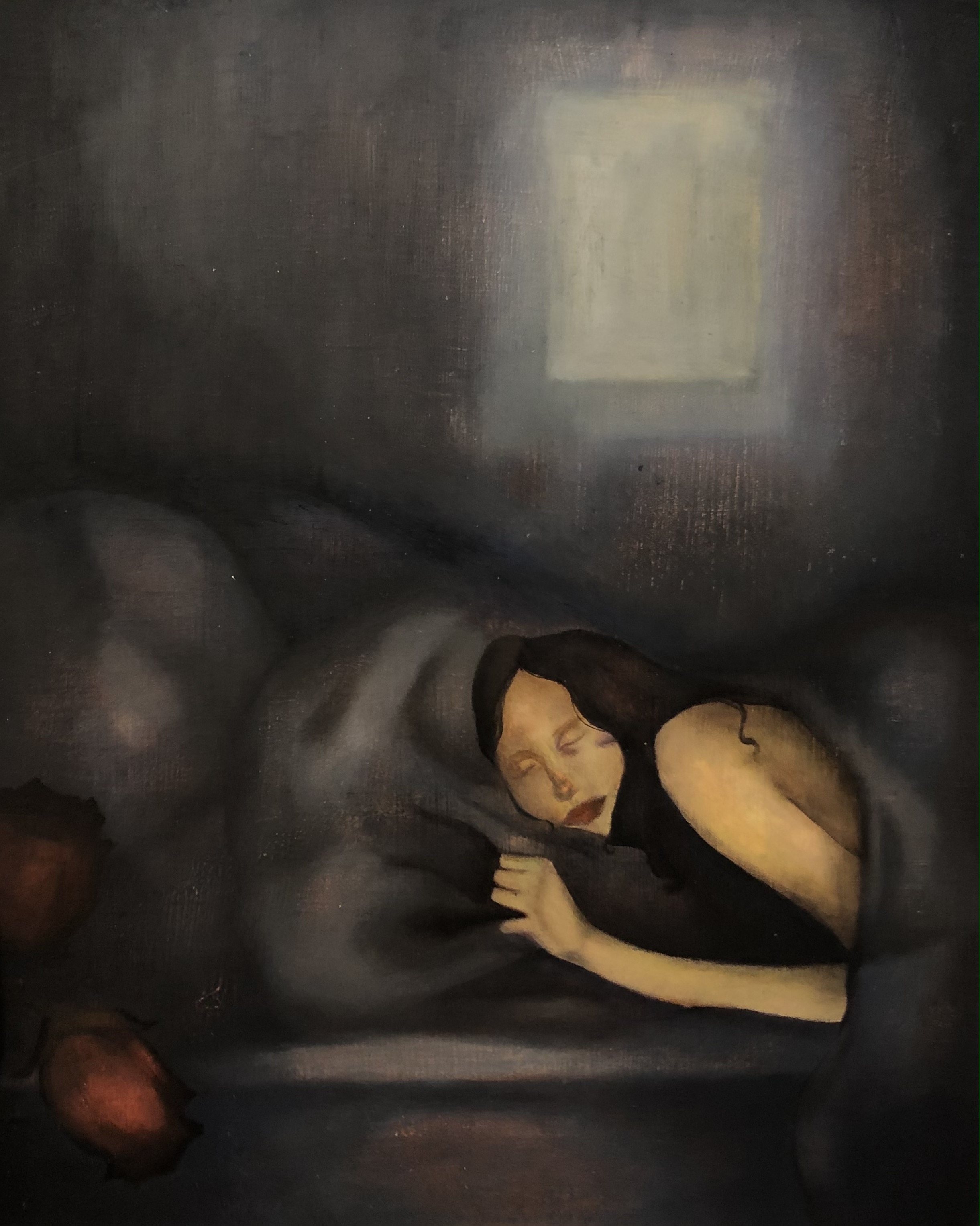 woman sleeping in hospital painting