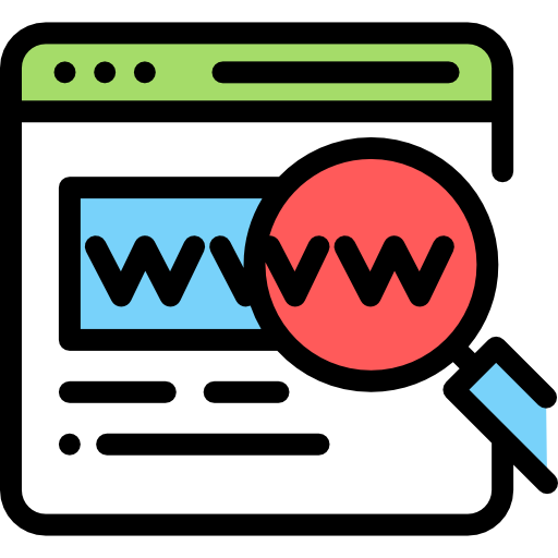 Web QA magnifyling glass over website icon