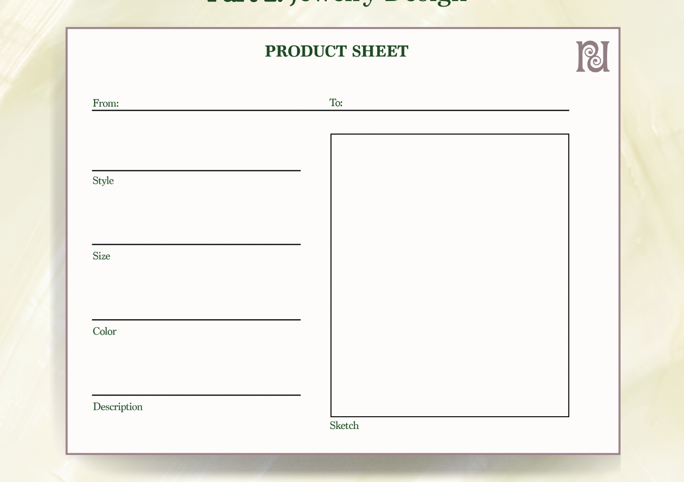 Jewellery design worksheet