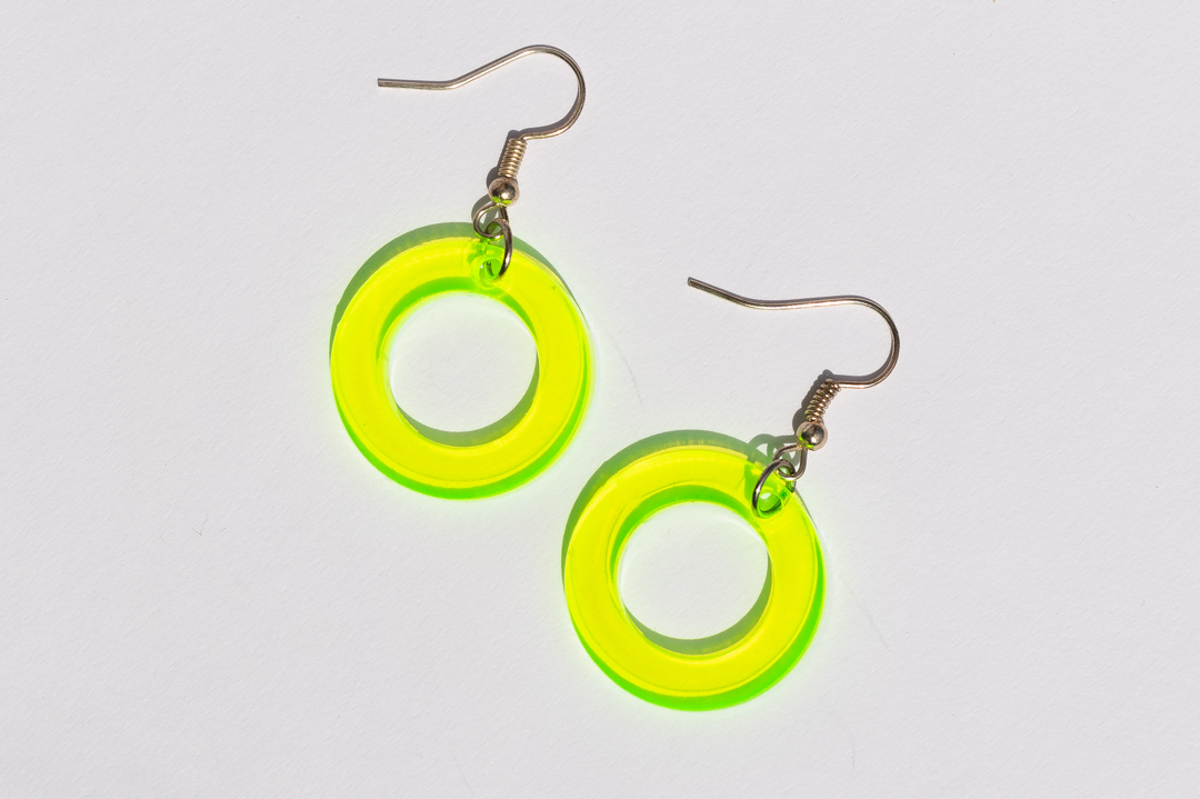 green circle earrings