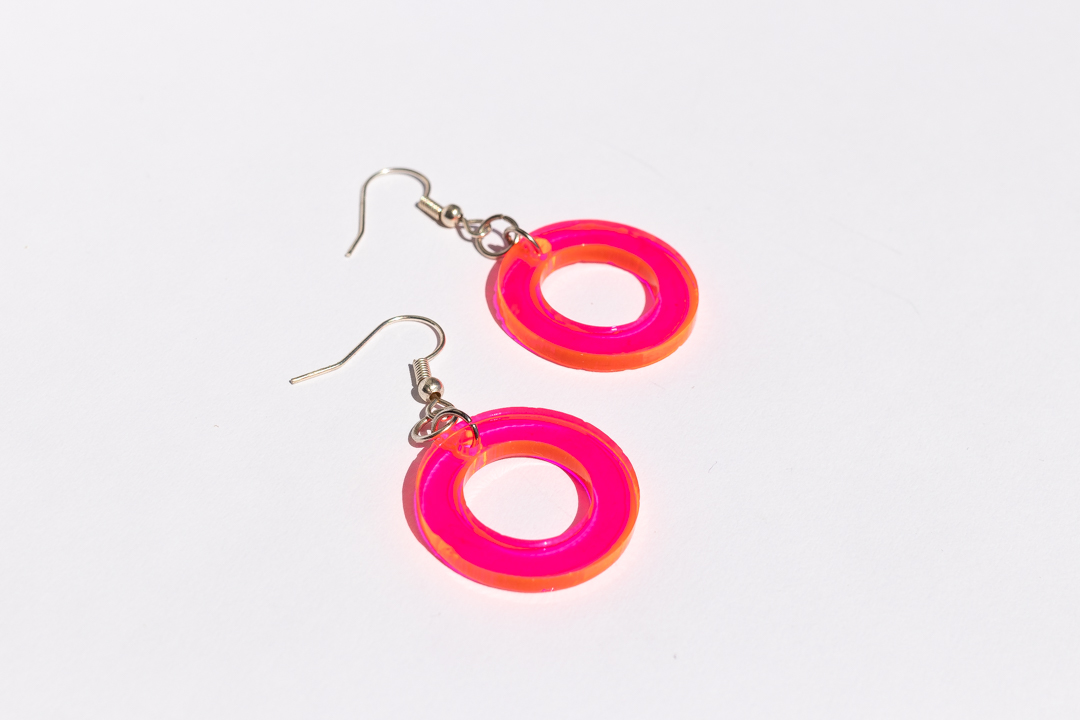 pink circle earrings