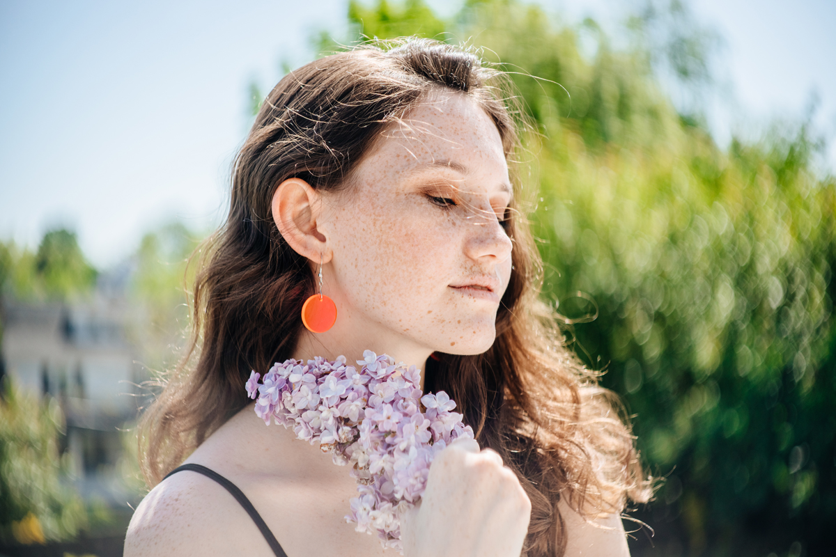 pink circle earrings