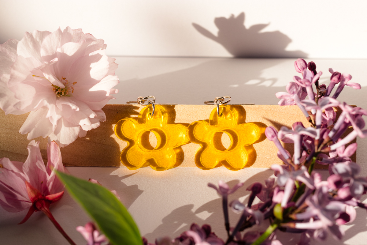 yellow flower earrings