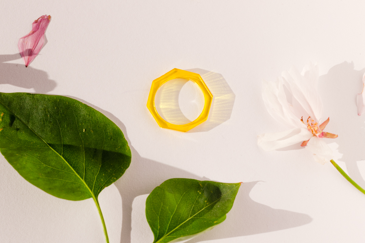 yellow octagon ring