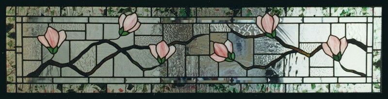 Stained glass magnolia window