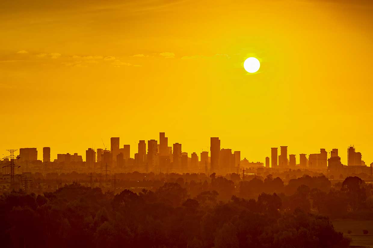City skyline heat haze
