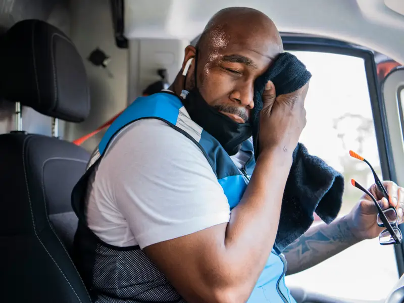 Delivery van in heat