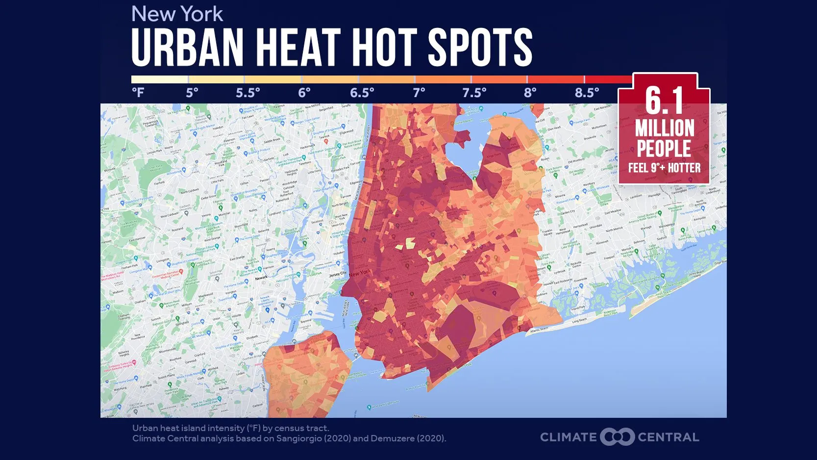 Urban Heat Hot Spots map of New York City