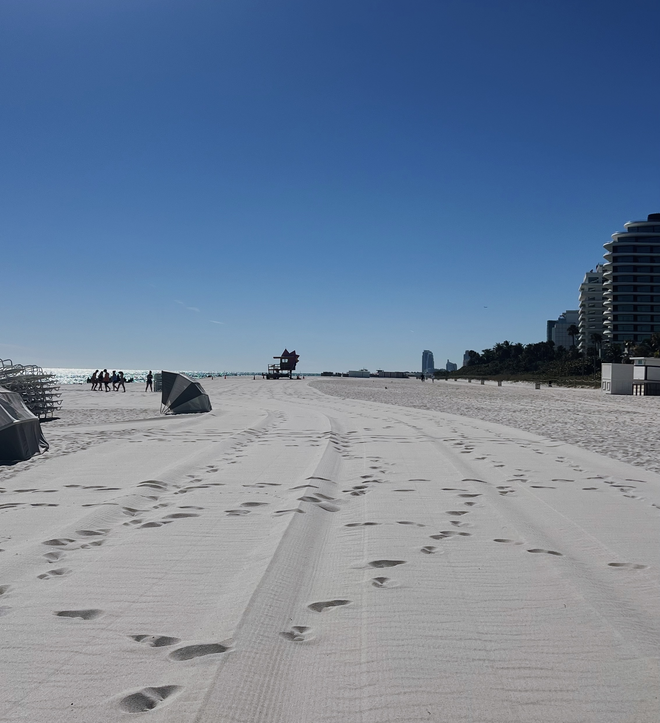 Miami South Beach boardwalk at sunset