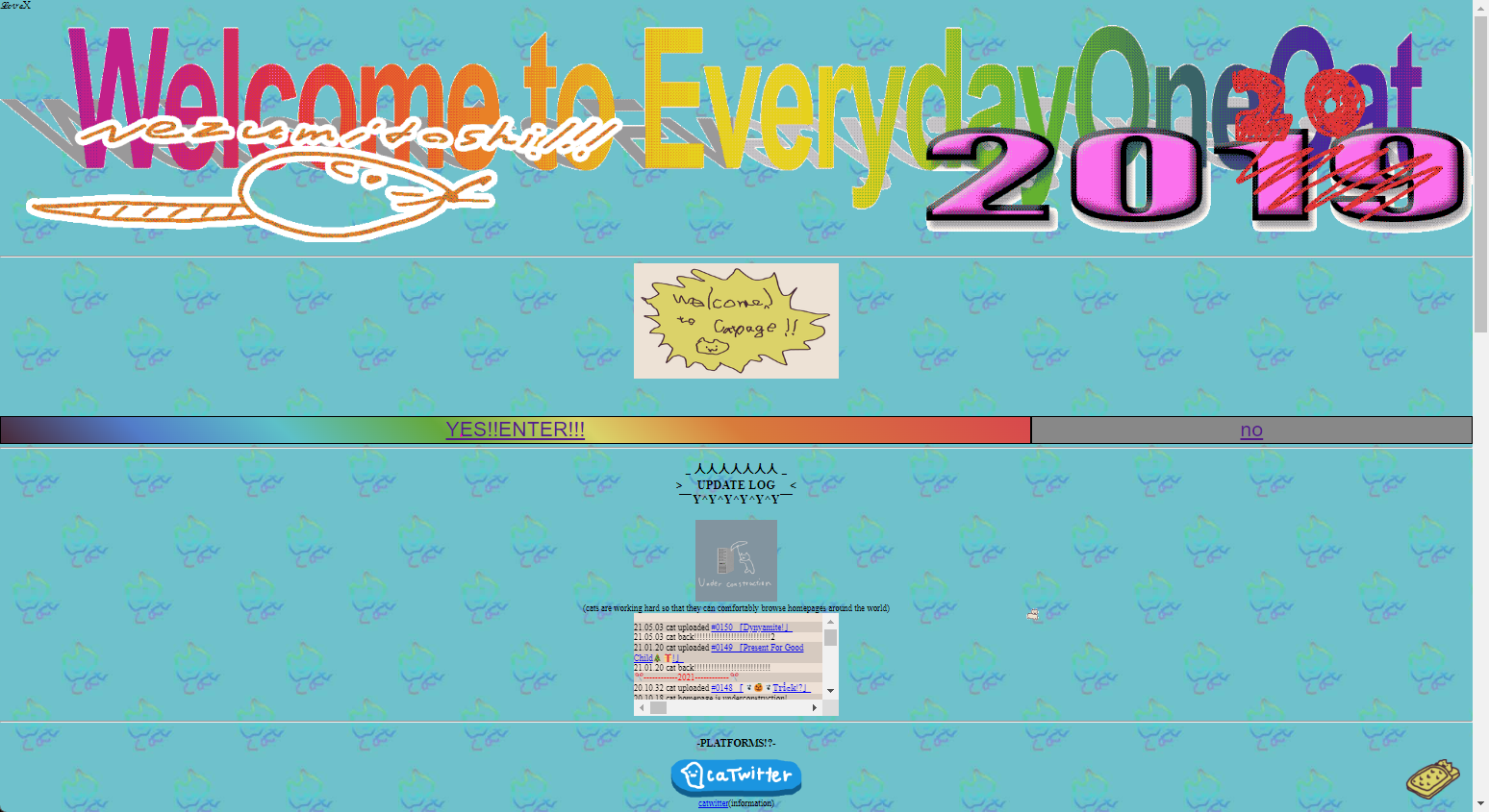 EverydayOneCat website front page