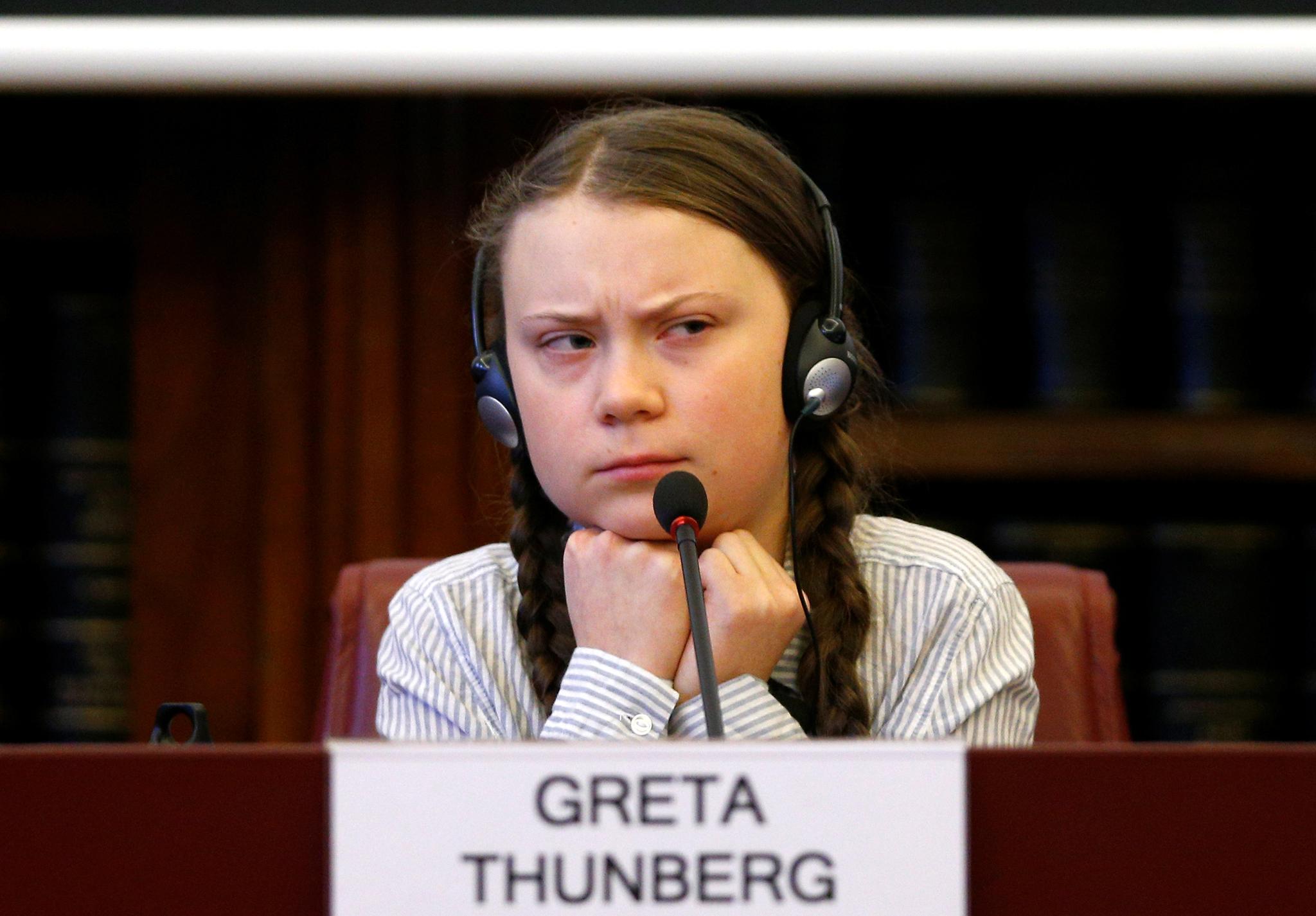 Greta Thunberg at a conference.