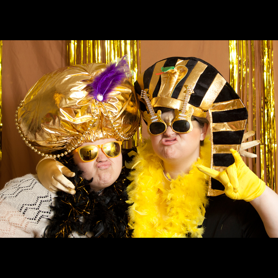 Sisters in gold garb.