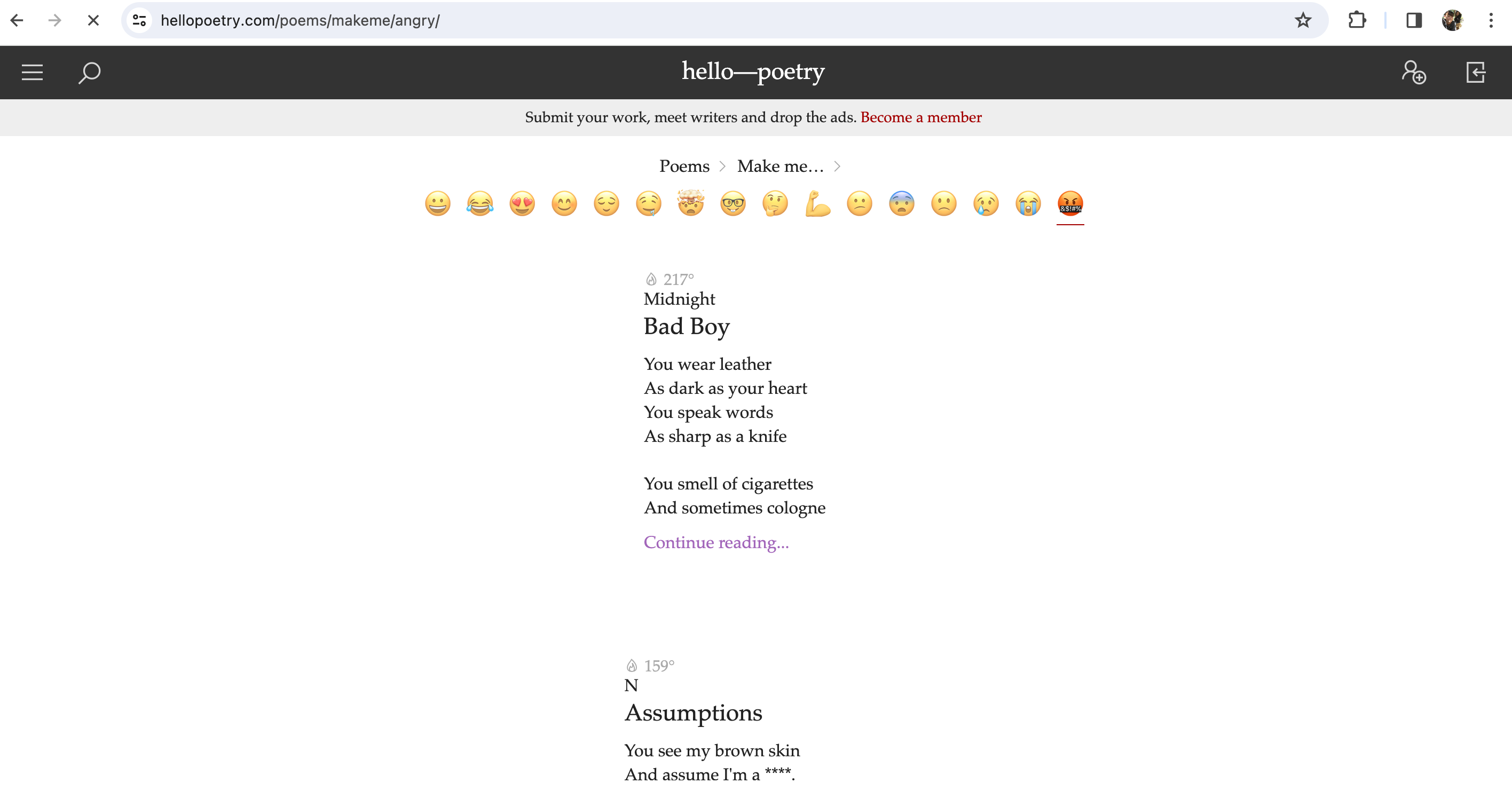 A screenshot of Angry Homepage