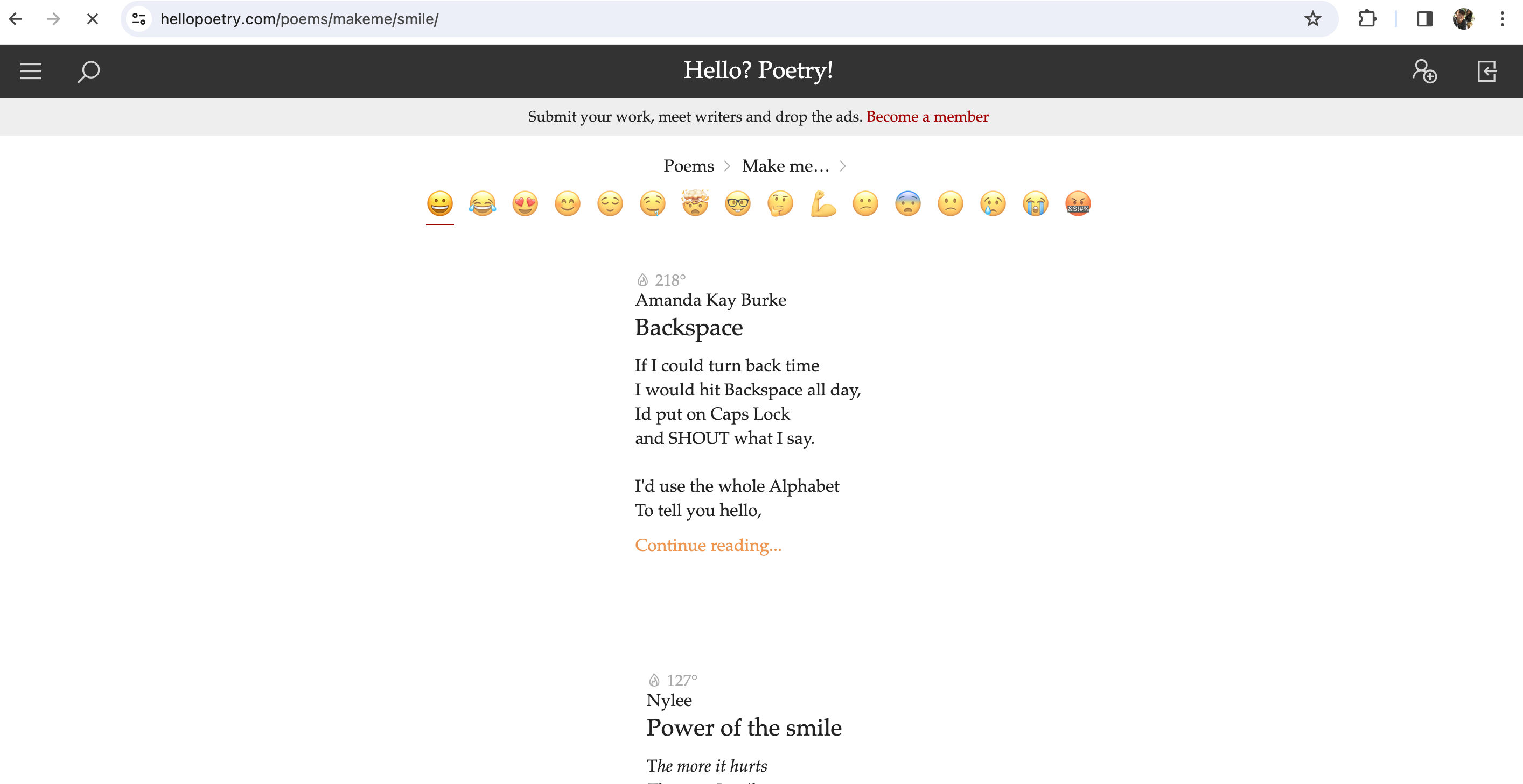 A screenshot of Smile Homepage