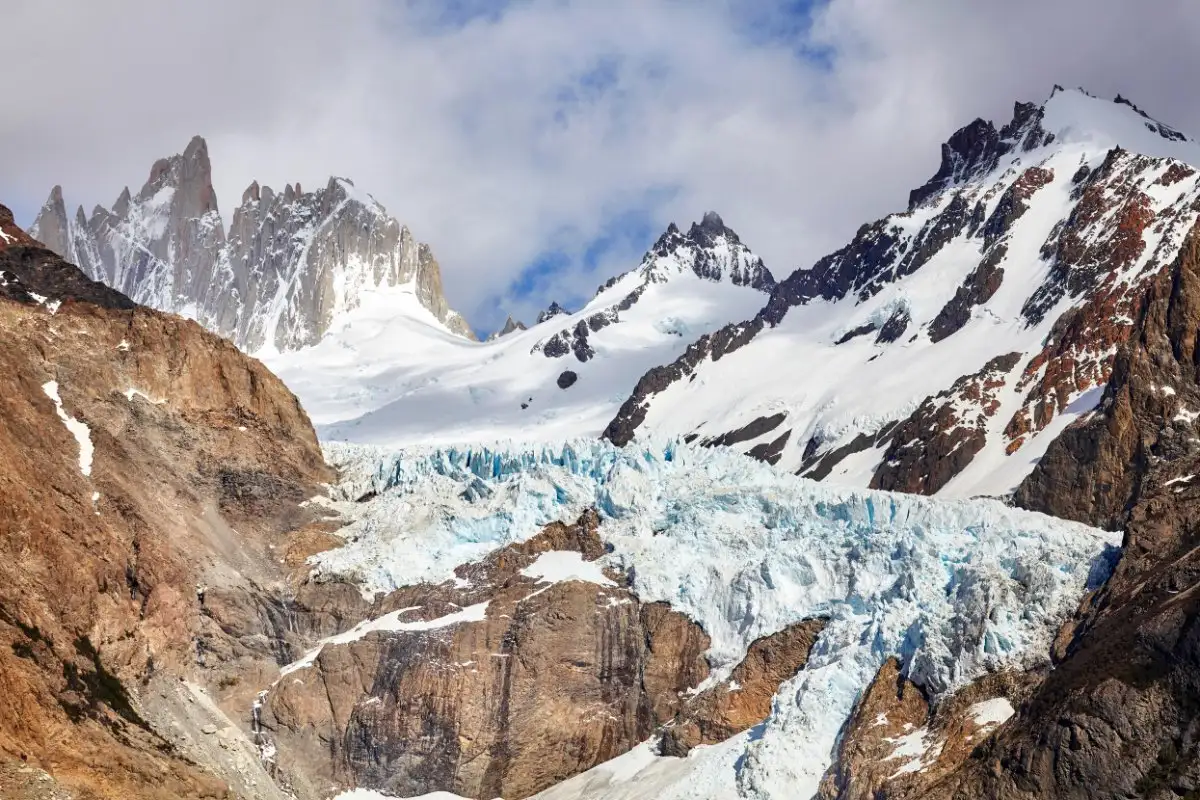 Melting glacier in the Andes Mountains