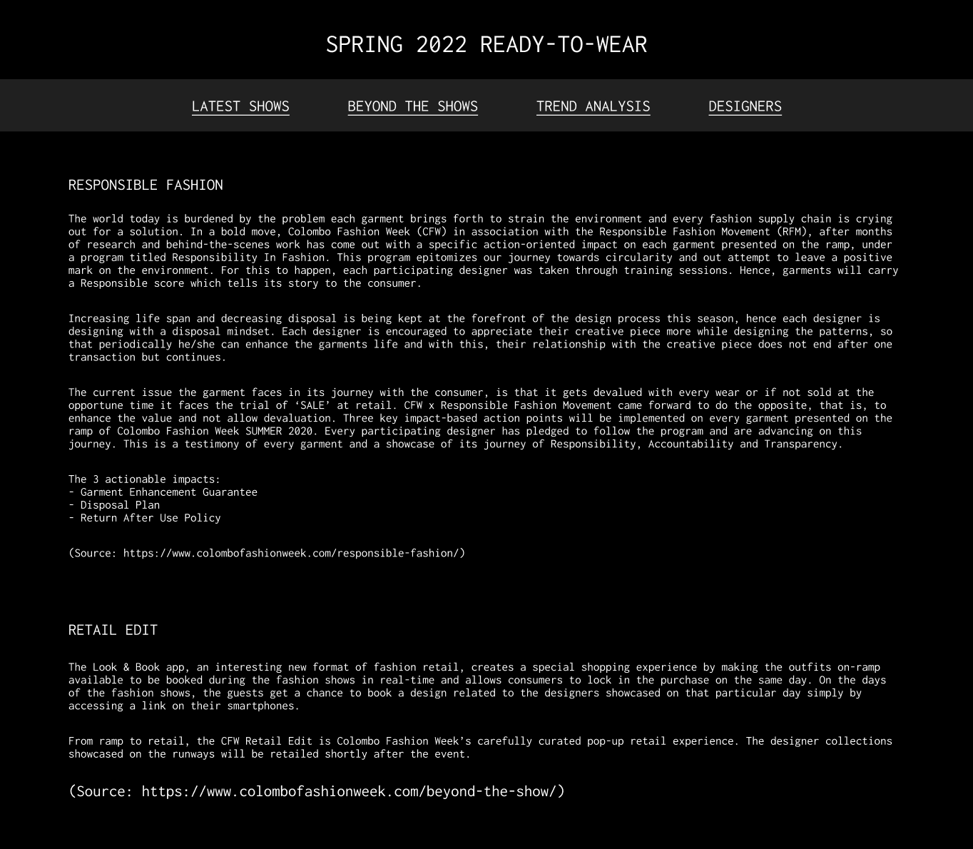 how the beyond the shows page would look like at the end