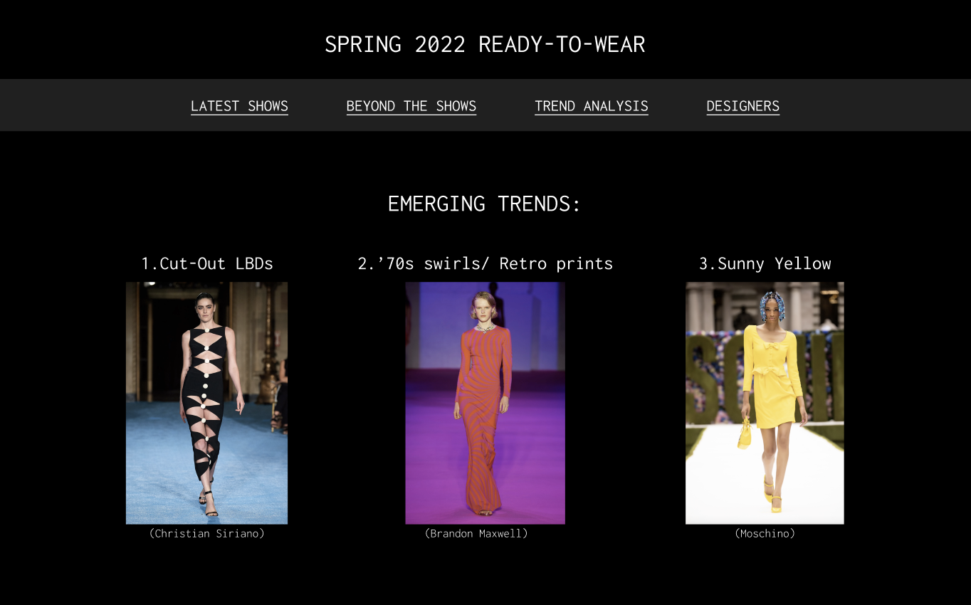 how the trend analysis page would look like at the end