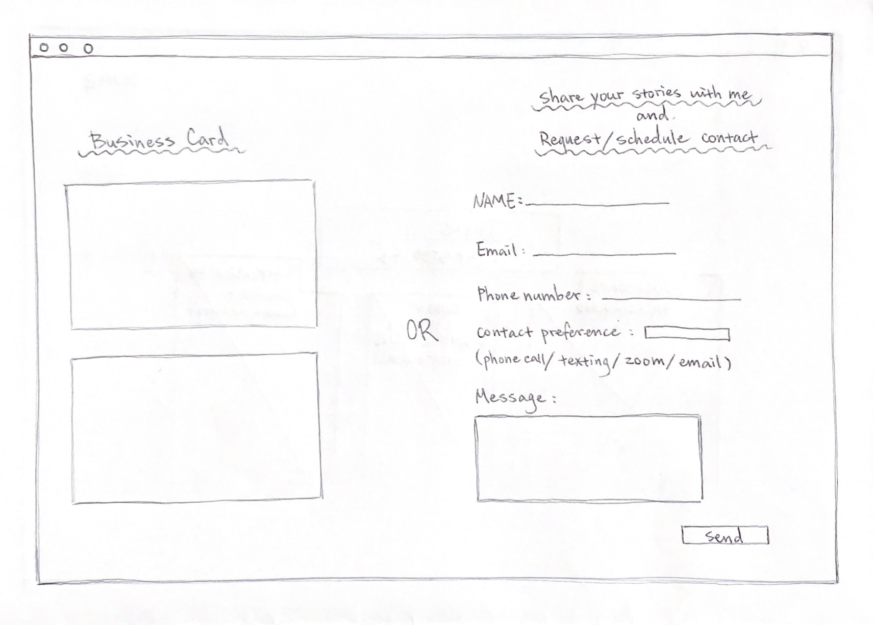 Thumbnails and Sketch for Contact page