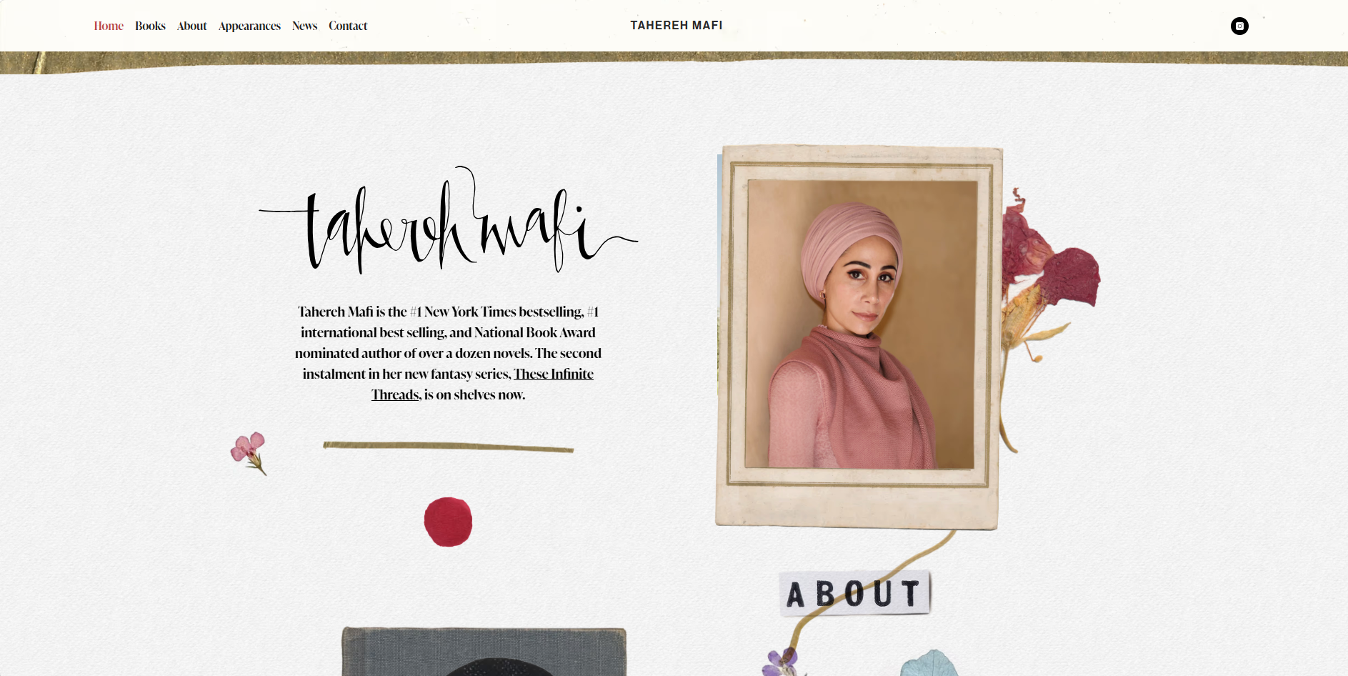 Tahareh Mafi's webiste screenshot