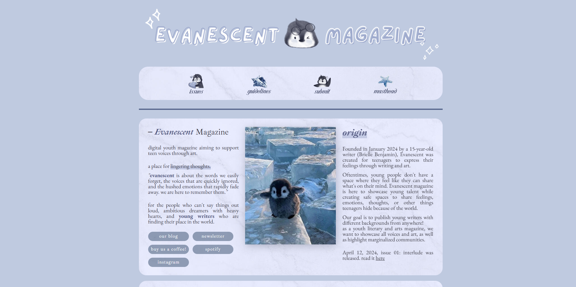 E's webiste screenshot