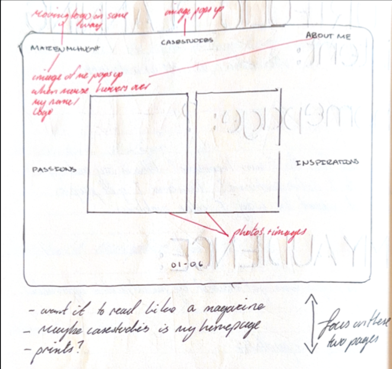 Sketch of Homepage
