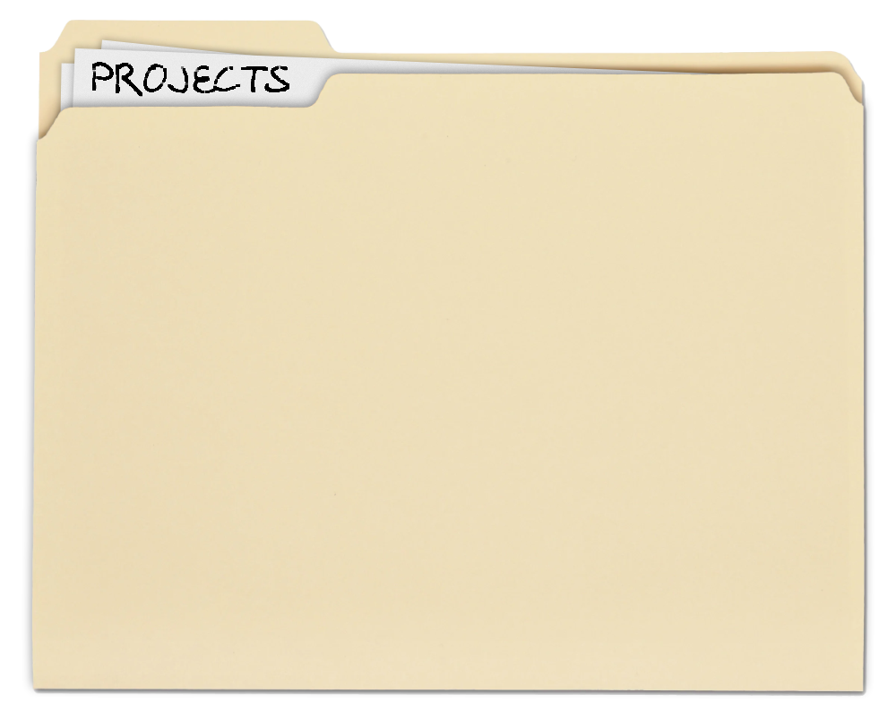 A manila folder labelled PROJECTS